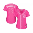 Women's Majestic San Diego Padres #15 Cory Spangenberg Replica Pink Fashion Cool Base MLB Jersey