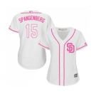 Women's Majestic San Diego Padres #15 Cory Spangenberg Replica White Fashion Cool Base MLB Jersey