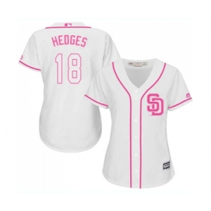 Women's Majestic San Diego Padres #18 Austin Hedges Replica White Fashion Cool Base MLB Jersey