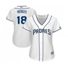 Women's Majestic San Diego Padres #18 Austin Hedges Replica White Home Cool Base MLB Jersey