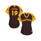 Women's Majestic San Diego Padres #19 Tony Gwynn Authentic Brown 2016 All-Star National League BP Cool Base Cool Base MLB Jersey