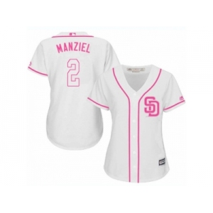 Women's Majestic San Diego Padres #2 Johnny Manziel Replica White Fashion Cool Base MLB Jersey