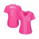 Women's Majestic San Diego Padres #2 Jose Pirela Replica Pink Fashion Cool Base MLB Jersey