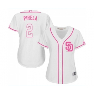 Women's Majestic San Diego Padres #2 Jose Pirela Replica White Fashion Cool Base MLB Jersey