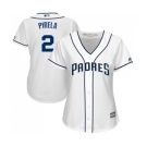 Women's Majestic San Diego Padres #2 Jose Pirela Replica White Home Cool Base MLB Jersey