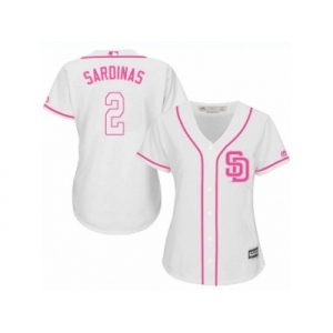 Women's Majestic San Diego Padres #2 Luis Sardinas Replica White Fashion Cool Base MLB Jersey