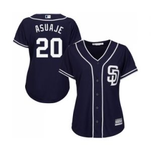 Women's Majestic San Diego Padres #20 Carlos Asuaje Replica Navy Blue Alternate 1 Cool Base MLB Jersey