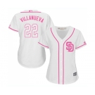 Women's Majestic San Diego Padres #22 Christian Villanueva Replica White Fashion Cool Base MLB Jersey