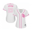 Women's Majestic San Diego Padres #23 Matt Szczur Replica White Fashion Cool Base MLB Jersey