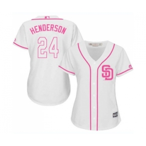 Women's Majestic San Diego Padres #24 Rickey Henderson Replica White Fashion Cool Base MLB Jersey