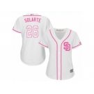 Women's Majestic San Diego Padres #26 Yangervis Solarte Replica White Fashion Cool Base MLB Jersey