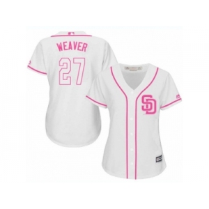 Women's Majestic San Diego Padres #27 Jered Weaver Authentic White Fashion Cool Base MLB Jersey