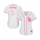 Women's Majestic San Diego Padres #3 Clayton Richard Authentic White Fashion Cool Base MLB Jersey