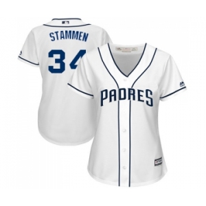 Women's Majestic San Diego Padres #34 Craig Stammen Replica White Home Cool Base MLB Jersey