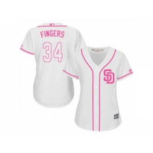 Women's Majestic San Diego Padres #34 Rollie Fingers Replica White Fashion Cool Base MLB Jersey