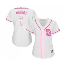 Women's Majestic San Diego Padres #7 Manuel Margot Replica White Fashion Cool Base MLB Jersey