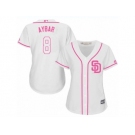 Women's Majestic San Diego Padres #8 Erick Aybar Replica White Fashion Cool Base MLB Jersey