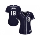 Women's San Diego Padres #19 Tony Gwynn Navy Blue Alternate Stitched MLB Jersey