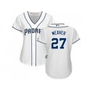 Women's San Diego Padres #27 Jered Weaver White Home Stitched MLB Jersey