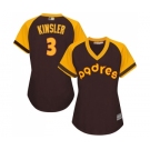 Women's San Diego Padres #3 Ian Kinsler Replica Brown Alternate Cooperstown Cool Base Baseball Jersey