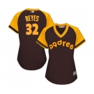 Women's San Diego Padres #32 Franmil Reyes Authentic Brown Alternate Cooperstown Cool Base Baseball Jersey