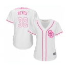 Women's San Diego Padres #32 Franmil Reyes Authentic White Fashion Cool Base Baseball Jersey