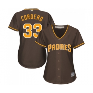 Women's San Diego Padres #33 Franchy Cordero Authentic Brown Alternate Cool Base Baseball Jersey