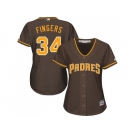 Women's San Diego Padres #34 Rollie Fingers Brown Alternate Stitched MLB Jersey