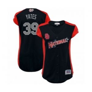 Women's San Diego Padres #39 Kirby Yates Authentic Navy Blue National League 2019 Baseball All-Star Jersey