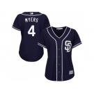 Women's San Diego Padres #4 Wil Myers Navy Blue Alternate Stitched MLB Jersey