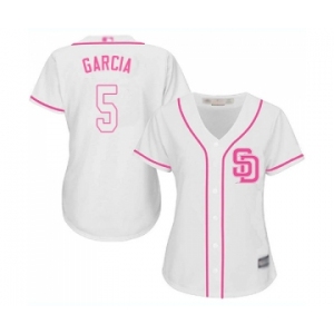Women's San Diego Padres #5 Greg Garcia Replica White Fashion Cool Base Baseball Jersey