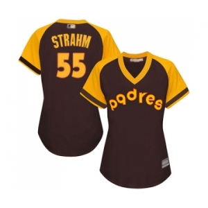 Women's San Diego Padres #55 Matt Strahm Authentic Brown Alternate Cooperstown Cool Base Baseball Jersey