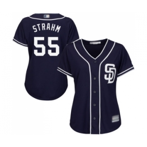 Women's San Diego Padres #55 Matt Strahm Authentic Navy Blue Alternate 1 Cool Base Baseball Jersey