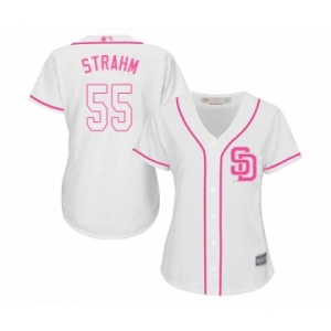 Women's San Diego Padres #55 Matt Strahm Authentic White Fashion Cool Base Baseball Jersey