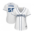 Women's San Diego Padres #55 Matt Strahm Authentic White Home Cool Base Baseball Jersey