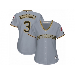 Women Majestic Pittsburgh Pirates #3 Sean Rodriguez Authentic Grey Road Cool Base MLB Jersey