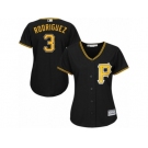 Women Majestic Pittsburgh Pirates #3 Sean Rodriguez Replica Black Alternate Cool Base MLB Jersey