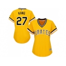 Women Pittsburgh Pirates #27 Jung-ho Kang Gold Alternate Stitched MLB Jersey