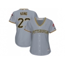 Women Pittsburgh Pirates #27 Jung-ho Kang Grey Road Stitched MLB Jersey