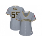 Women Pittsburgh Pirates #55 Josh Bell Grey Road Stitched MLB Jersey