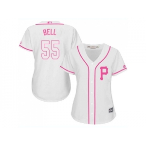 Women Pittsburgh Pirates #55 Josh Bell White Pink Fashion Stitched MLB Jersey