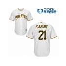 Women's Majestic Pittsburgh Pirates #21 Roberto Clemente Replica White Home Cool Base MLB Jersey