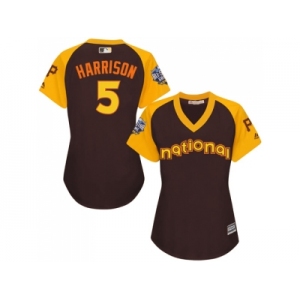 Women's Majestic Pittsburgh Pirates #5 Josh Harrison Authentic Brown 2016 All-Star National League BP Cool Base MLB Jersey