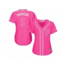 Women's Majestic Pittsburgh Pirates #5 Josh Harrison Replica Pink Fashion Cool Base MLB Jersey