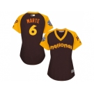Women's Majestic Pittsburgh Pirates #6 Starling Marte Authentic Brown 2016 All-Star National League BP Cool Base MLB Jersey