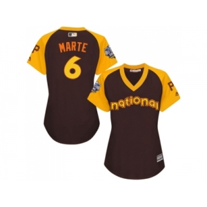 Women's Majestic Pittsburgh Pirates #6 Starling Marte Authentic Brown 2016 All-Star National League BP Cool Base MLB Jersey