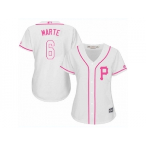 Women's Majestic Pittsburgh Pirates #6 Starling Marte Replica White Fashion Cool Base MLB Jersey