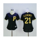 Women's Pittsburgh Pirates #21 Roberto Clemente Majestic Black Cool Base Player Jersey