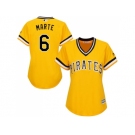 Women's Pittsburgh Pirates #6 Starling Marte Gold Alternate Stitched MLB Jersey