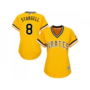 Women's Pittsburgh Pirates #8 Willie Stargell Gold Alternate Stitched MLB Jersey